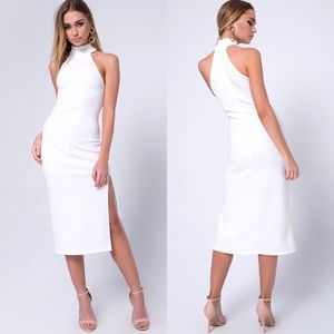 Motel Bodycon Midi Dress in Rib Ivory, small, NWT